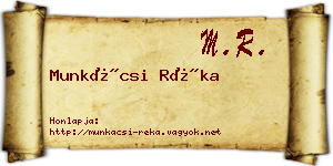 Munkácsi Réka névjegykártya